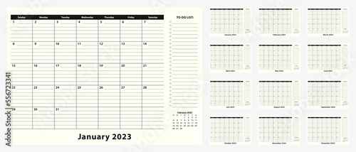 Monthly Business Desk Pad Calendar for year 2023, 12 month.
