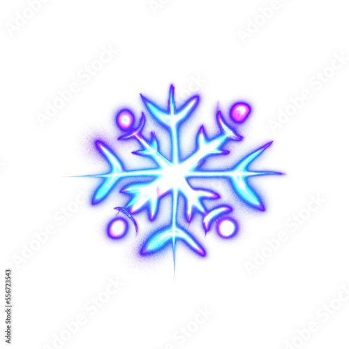 Glowing blue snowflake, isolated icon, transparent. Happy New Year or Merry Christmas. Simple neon light. Shining winter, xmas lamp. Luminescent, fluorescent illumination. Png