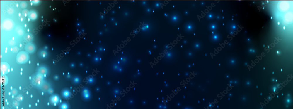 Dark blue bokeh with stars on blue background. Dark blue nebula sparkle purple stars universe in outer space galaxy on space. Blue sky with nice stars background.
