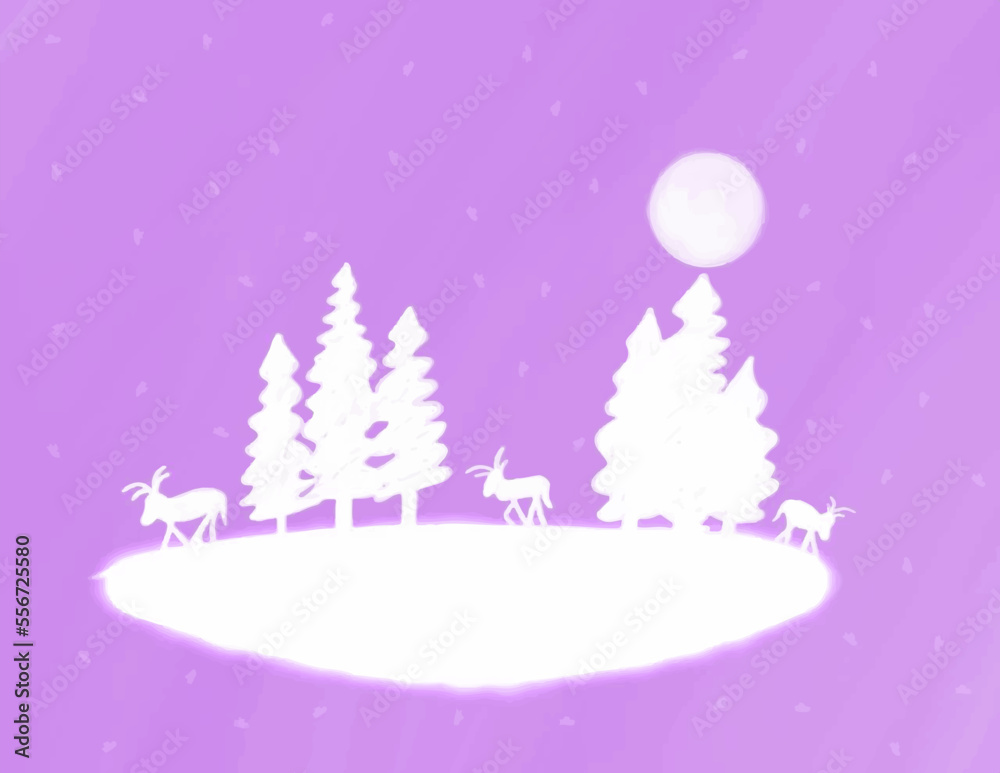 Landscape Christmas theme of silhouettes vector illustration