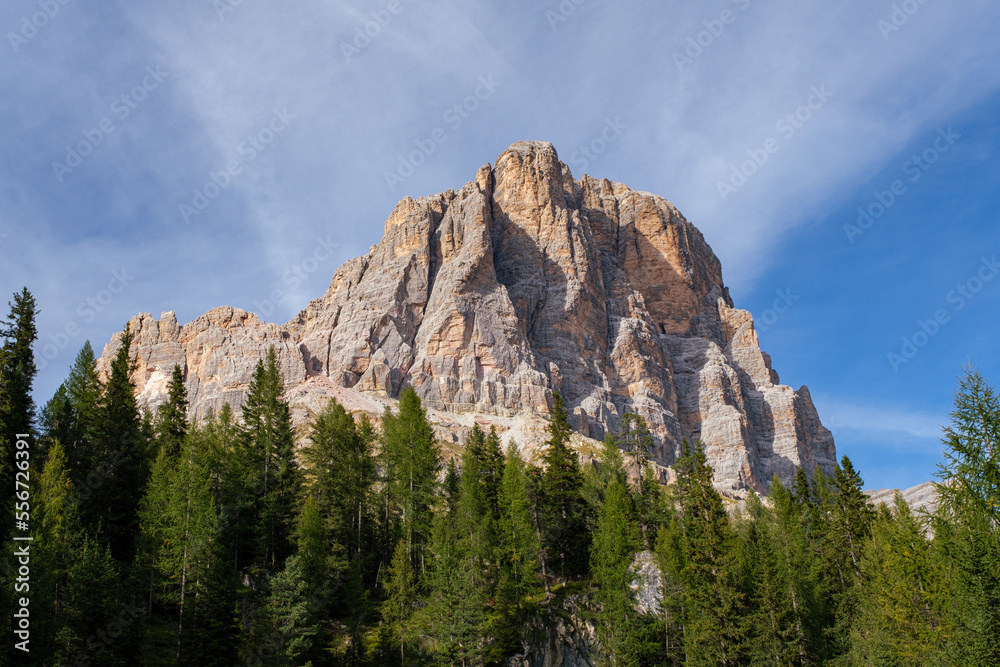 Breathtaking view of the extraordinary stone formations in the Dolomites mountains in South Tyrol, Italy