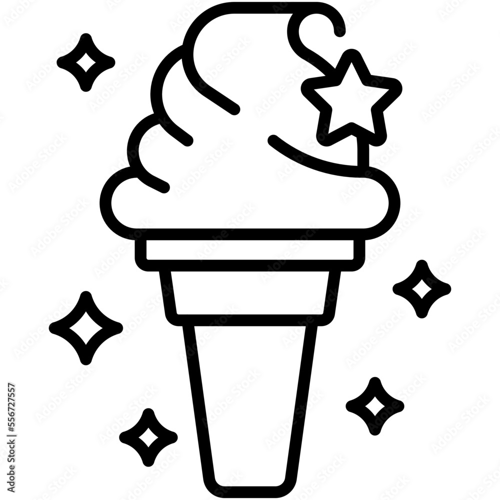 Ice cream cone icon, New year realated vector Ice cream cone icon, New year realated vector