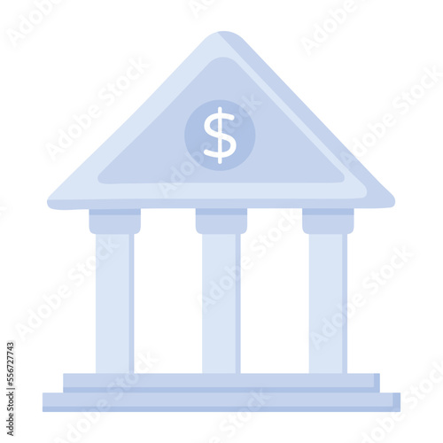 An icon of bank flat vector