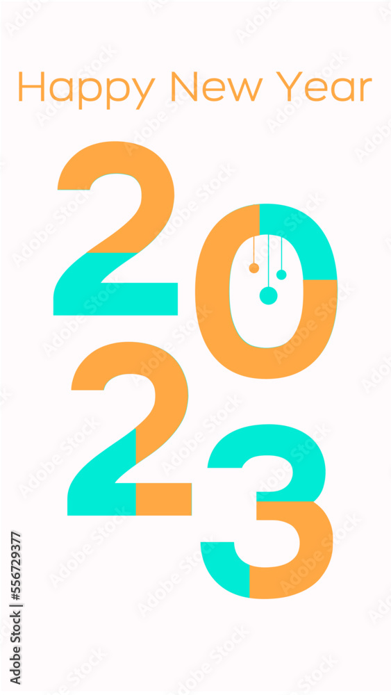 Happy new year 2023. Opening. Greeting card. Template. Geometric style.