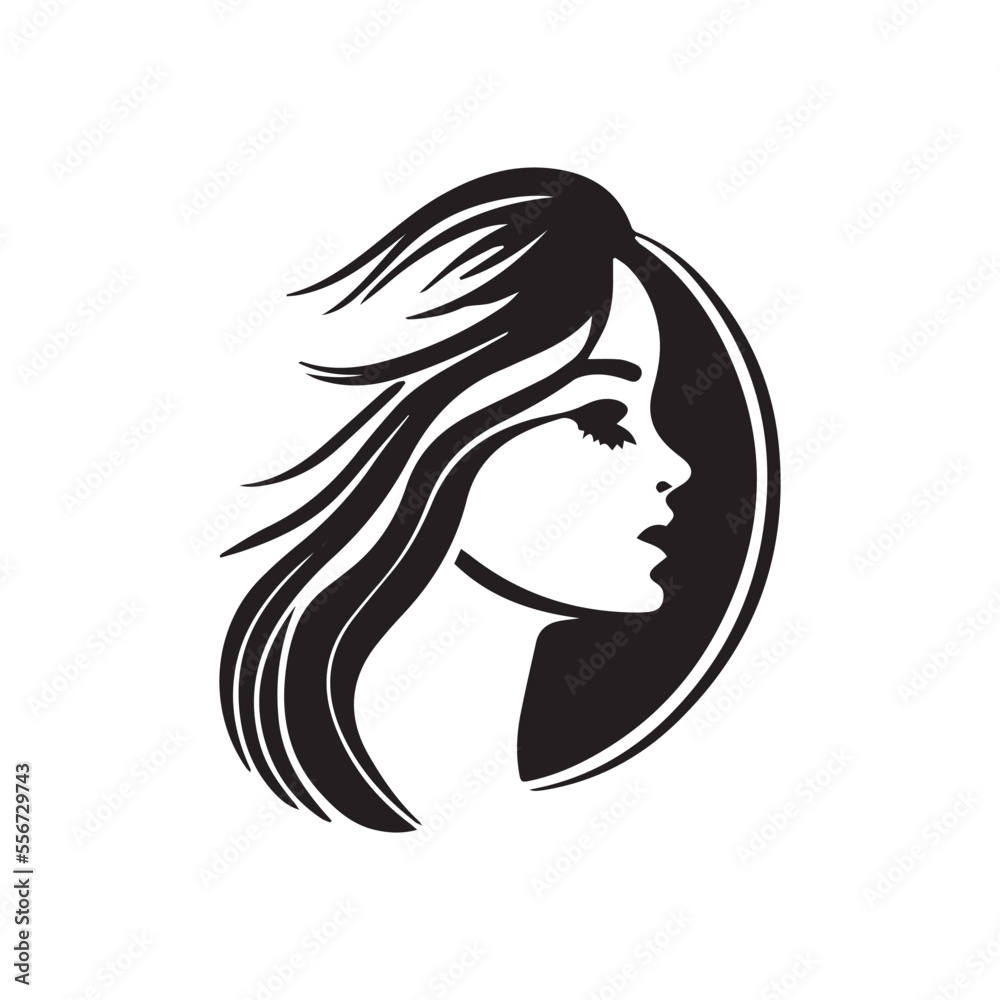 Vector logo design for beauty salon or hair salon or cosmetic design. Beauty minimal face badge for make up artist vector illustration