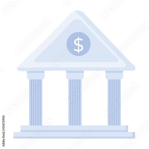 An icon of bank flat vector