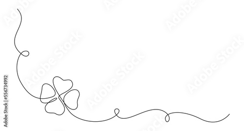 Fotografia One continuous line drawing of four-leaved clover