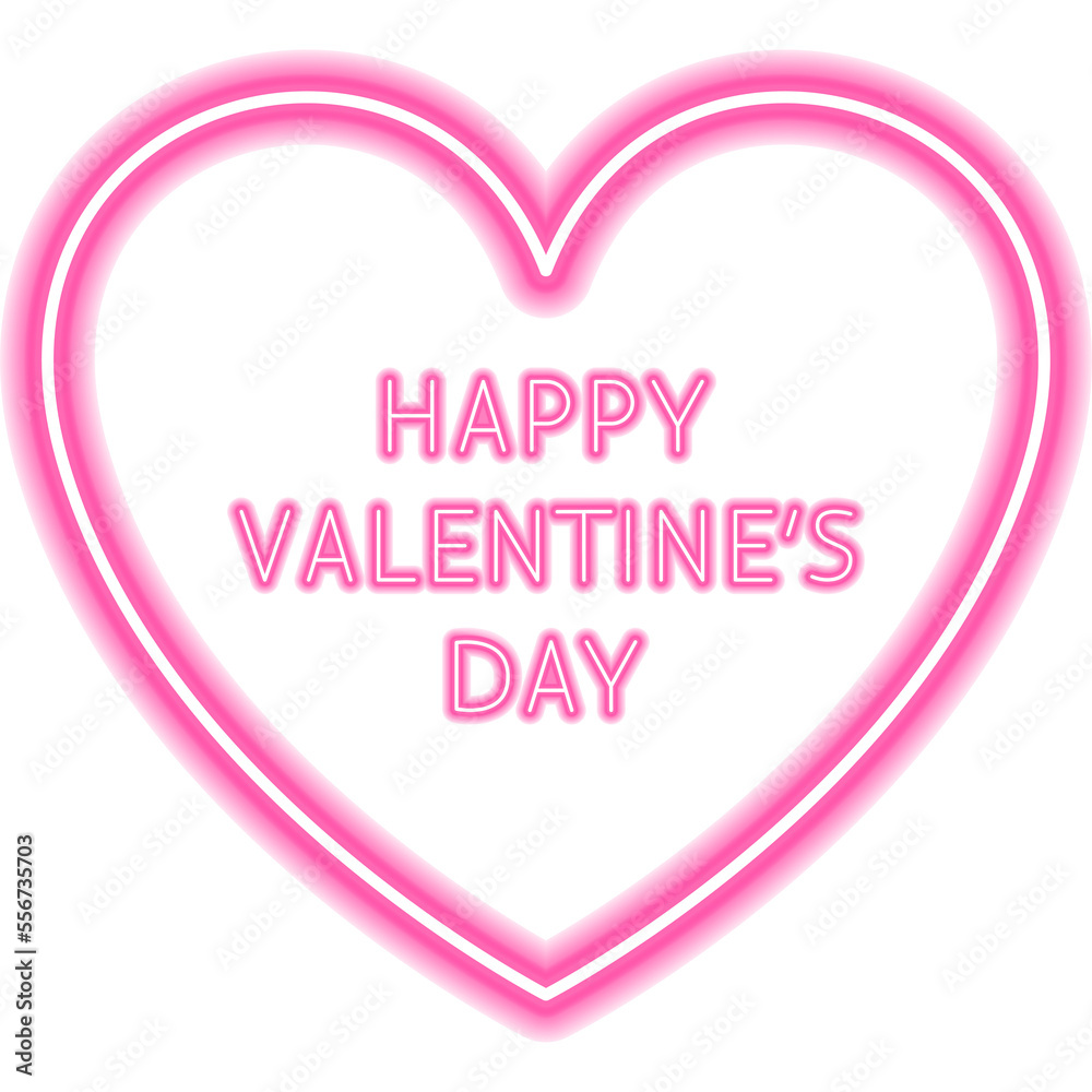 Happy Valentine's Day Heart Neon Label. Illustration of Romance Promotion.