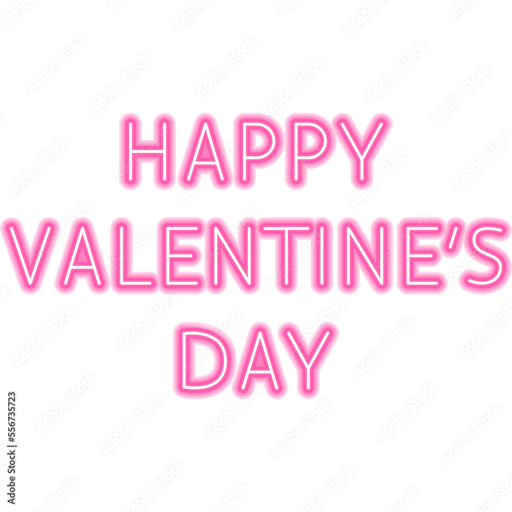 Happy Valentine's Day Neon Sign. Illustration of Love Promotion.