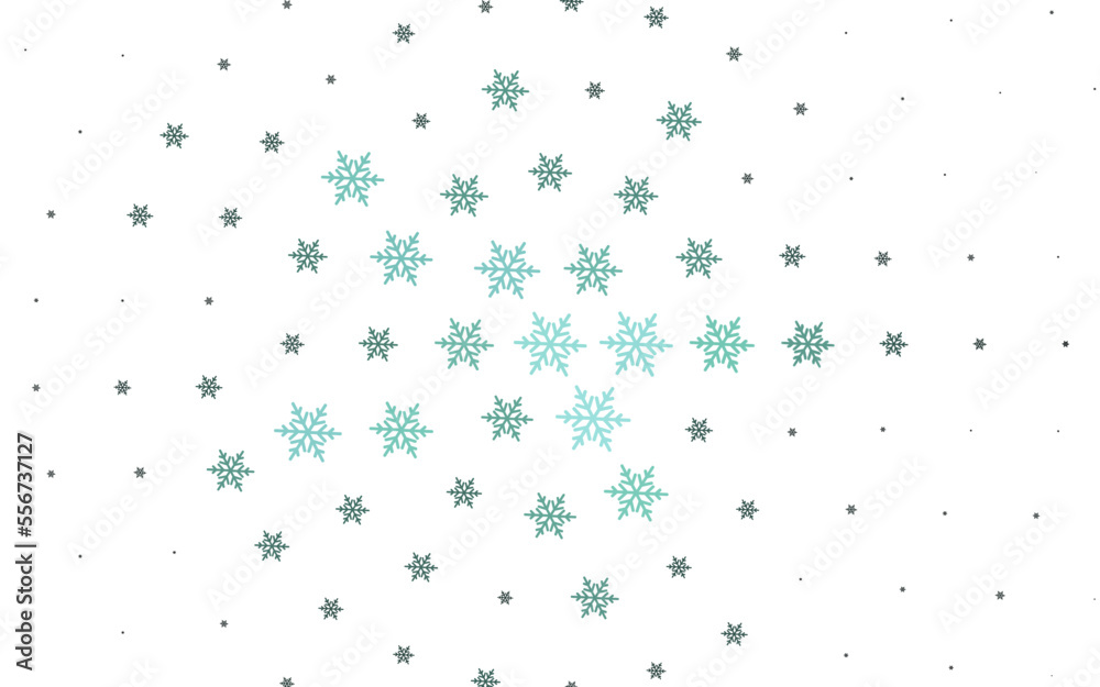 Light Green vector template with ice snowflakes, stars. Light Green vector template with ice snowflakes, stars.