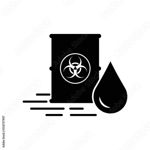 Black metal barrel with nuclear waste. Radioactive pollution icon. isolated on white background