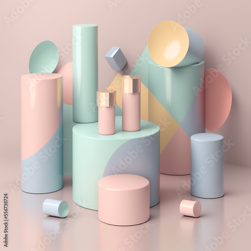3d rendered colorful podium for product placement