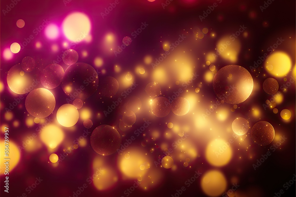 Golden and magenta shine. Abstract bokeh on dark background. Holiday concept. Generative ai. Golden and magenta shine. Abstract bokeh on dark background. Holiday concept. Generative ai.