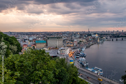 Fototapeta Naklejka Na Ścianę i Meble -  Sunset views of the river Dniepr in Volodymyr Hill Park Kiev