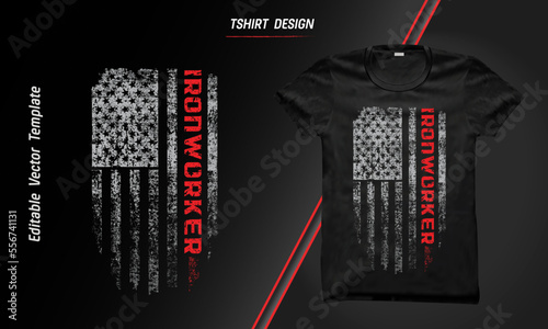 American Flag Ironworker  T-Shirt, Ironworker Shirts. 
