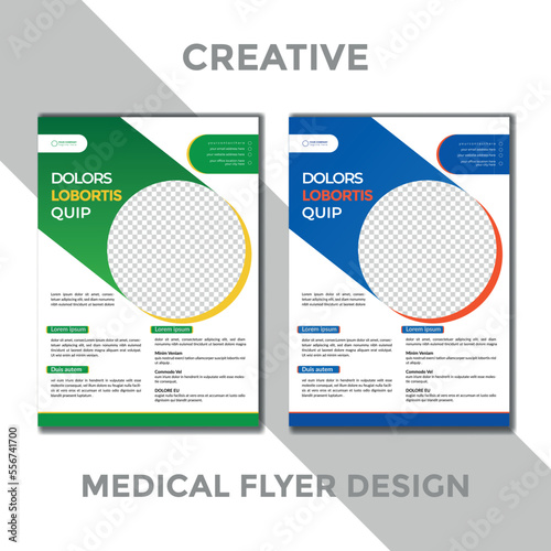 Blue and Green Creative Medical Flyer Design Template.