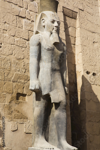 Colossus of Ramses II in front of Pylon, Luxor Temple, UNESCO World Heritage Site; Luxor, Egypt