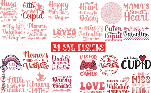 Valentine's Day SVG Bundle Cut Files -valentine's day SVG, Vector Design, valentine's day SVG File, valentine's day Shirt SVG, valentine's day mug SVG, Retro valentine's day SVG