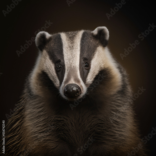 a close up portrait of a badger