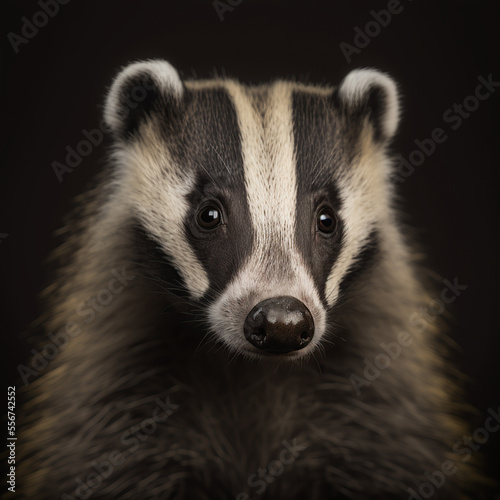 a close up portrait of a badger