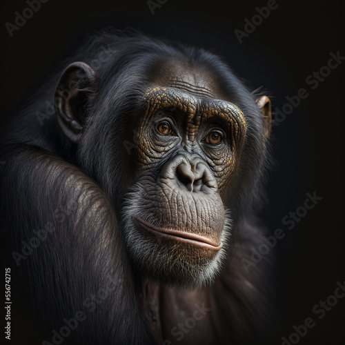 a close up portrait of a chimpanzee © Raanan