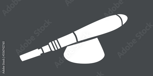 Derma roller, dermapen or mesopen line icon for face treatment. Vector stock illustration isolated on black background. Editable stroke.  photo