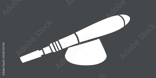 Derma roller, dermapen or mesopen line icon for face treatment. Vector stock illustration isolated on black background. Editable stroke. 