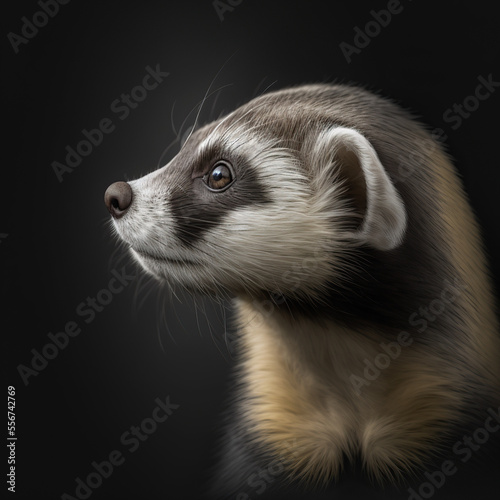 a close up portrait of a ferret