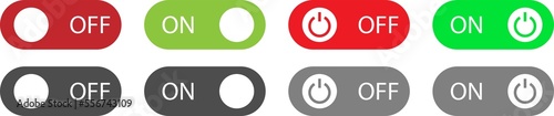 Switch button signs. Set of turn on and off buttons. PNG image 