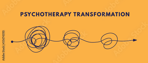 Transformation stress in psychology. Mental health concept. Chaos solving. Flat vector illustration