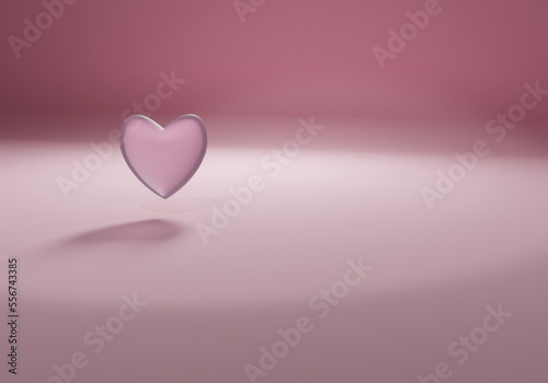 3d render of a pink heart on a pink background, valentine's day background photo