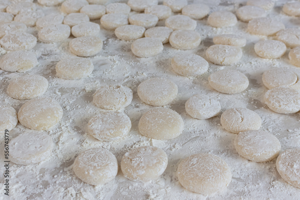 Rice Cake Mochi Homemade Covered in Corn Starch Rice Cake Mochi Homemade Covered in Corn Starch