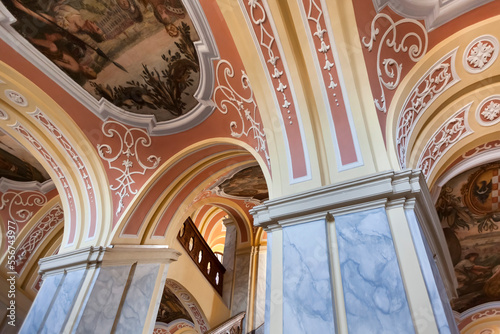 Ornate designs on an interior staircase at Wroclaw University; Wroclaw, Silesia, Poland photo