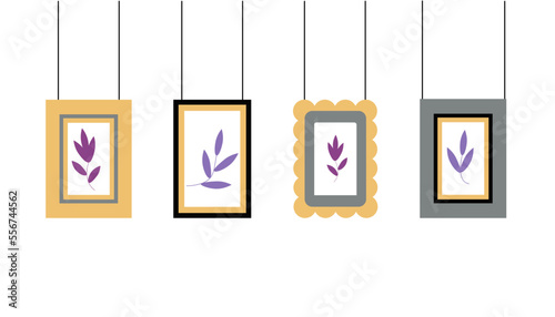 A set of various color photographs. Retro photo frames on isolated background.  Photo frames template for nostalgia scrapbook. Vector illustration.