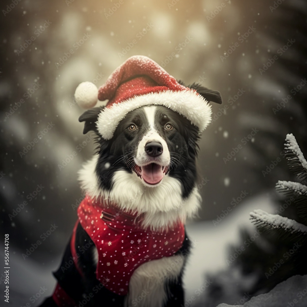 Border Collie in Christmas Outfit