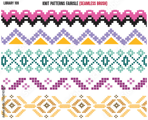 FAIR ISLE PATTERN REPEAT SEAMLESS BRUSH IN EDITABLE VECTOR