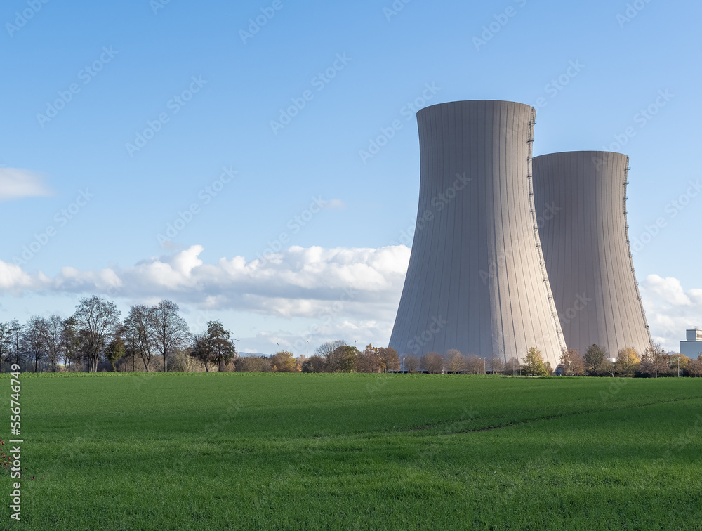 Fototapeta premium nuclear power plant in the field