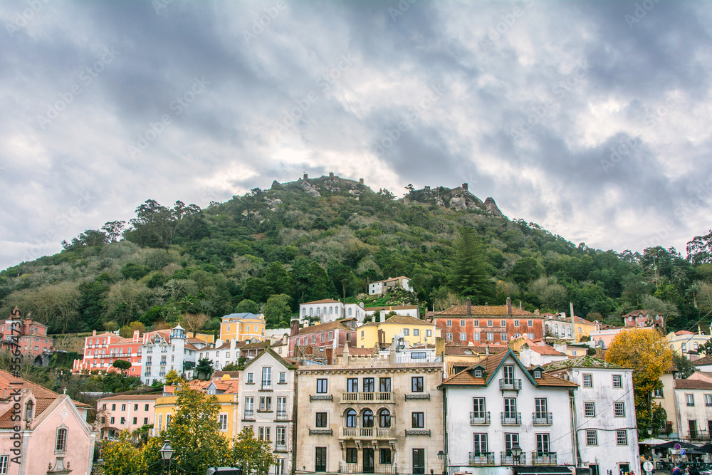Landscape Of The Town Of Sintra, Portugal. Concept Of Travel And Tourism. Travelling