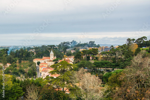 Landscape Of The Town Of Sintra, Portugal. Concept Of Travel And Tourism. Copy Space
