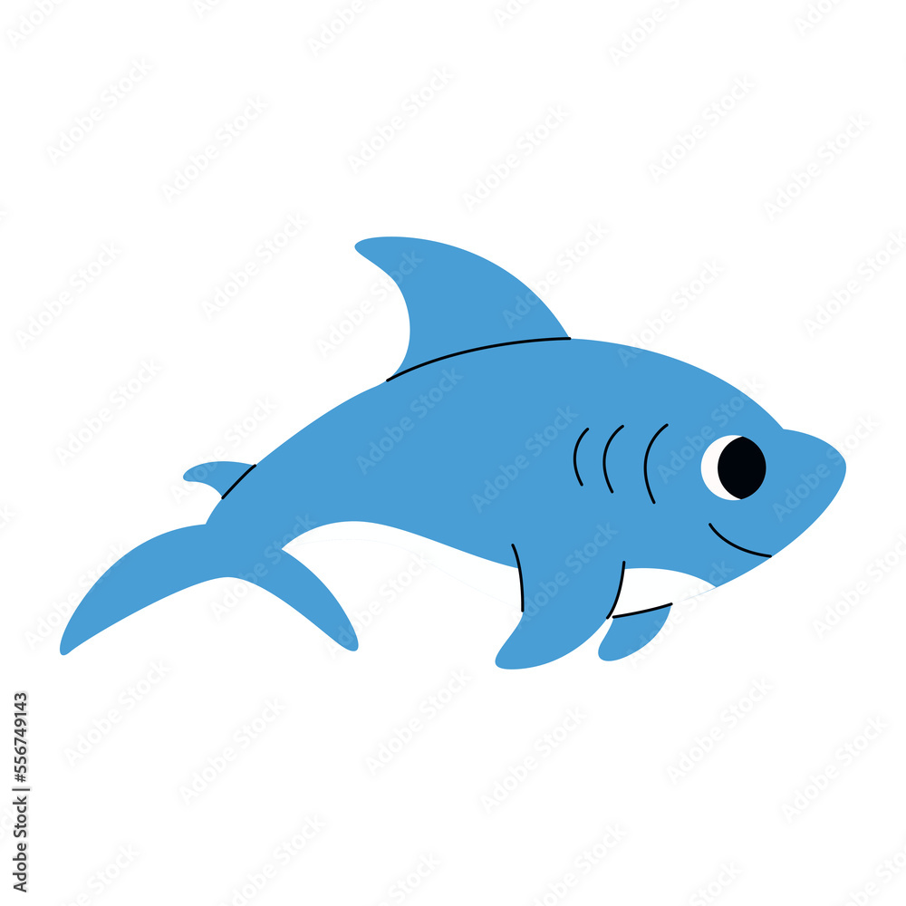 Cute blue shark swimming, marine animal. Giant inhabitants of sea, ocean underwater life. Childish aquatic mammals print for nursery, kids apparel, poster, postcard, pattern. Cartoon vector. Cute blue shark swimming, marine animal. Giant inhabitants of sea, ocean underwater life. Childish aquatic mammals print for nursery, kids apparel, poster, postcard, pattern. Cartoon vector.