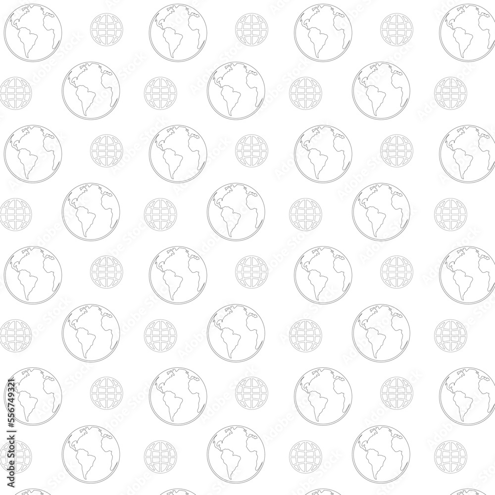 Background with space elements earth globe. seamless pattern with faces