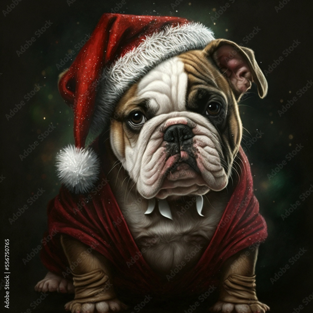 Brazilian bulldog in Christmas Outfit