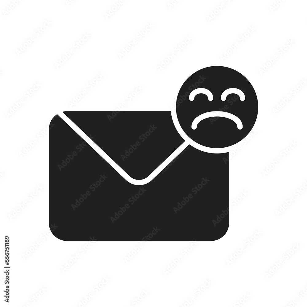 Sad message envelope icon design. Bad News, red Mail, Warning Letter, bills, debts, overdue payments vector concept. isolated on white background. Sad message envelope icon design. Bad News, red Mail, Warning Letter, bills, debts, overdue payments vector concept. isolated on white background.