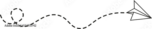 Dashed Line Paper Airplane Route