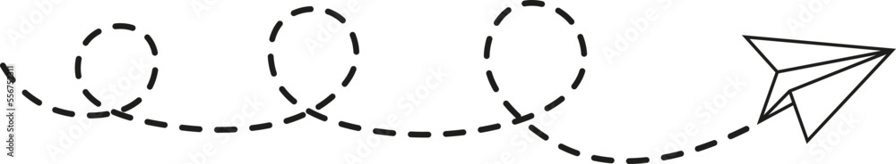Dashed Line Paper Airplane Route Dashed Line Paper Airplane Route