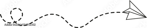 Dashed Line Paper Airplane Route