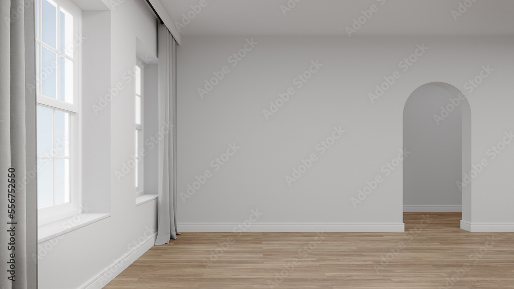 Empty white wall with window. 3d rendering of interior living room. Empty white wall with window. 3d rendering of interior living room.