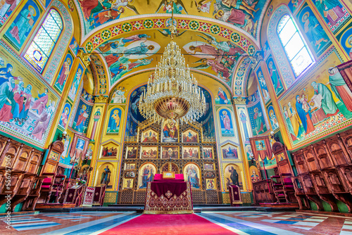 Colorful interior of the Zagreb Orthodox Cathedral, Zagreb, Croatia photo