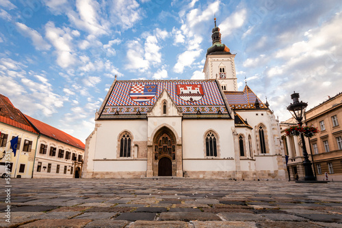 St. Mark's Church in St. Mark's Square; Zagreb, Croatia photo