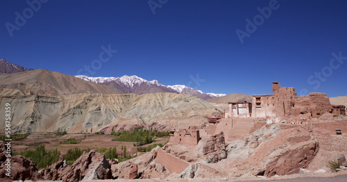 Basgo Buddhist Monastery above the Indus Valley, Jammu and Kashmir; Basgo, Ladakh, India photo